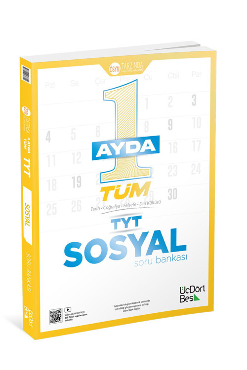 Üç Dört Beş Yayınları 1 Ayda Tüm Tyt Sosyal Soru Bankası