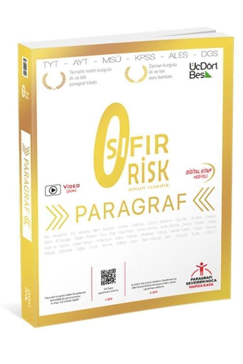 Üç Dört Beş Yayınları Tyt Kpss Dgs Msü Ales Paragraf Sıfır Risk Paragraf Soru Bankası 345('E Özel Güncel Baskı)