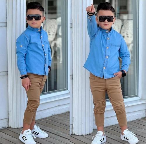 HAKİM YAKA DENIM GÖMLEK & GABARDİN PANTOLON ERKEK ÇOCUK 2’Li TAKIM