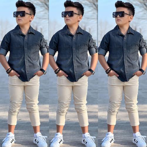 TENCEL DENİM GÖMLEK GABARDİN PANTOLON ERKEK ÇOCUK ALT & ÜST TAKIM