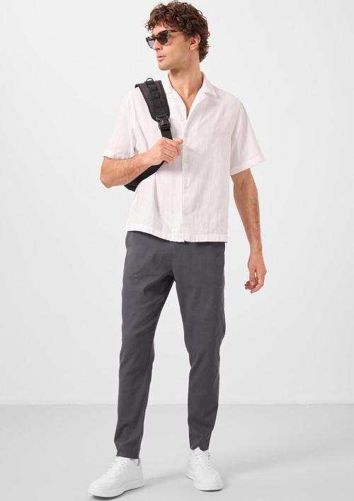 Antrasit Standart Fit Dokuma Hafif Esnek Chino Erkek Pantolon - 82177