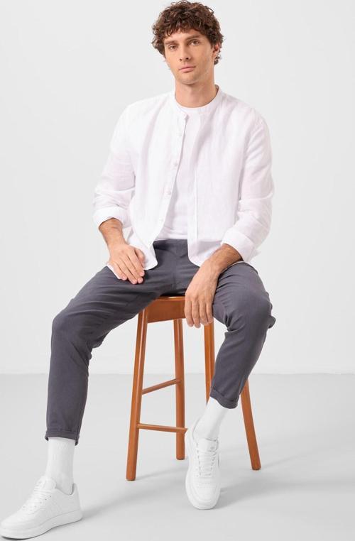 Gri Standart Fit Dokuma Hafif Esnek Chino Erkek Pantolon - 82178