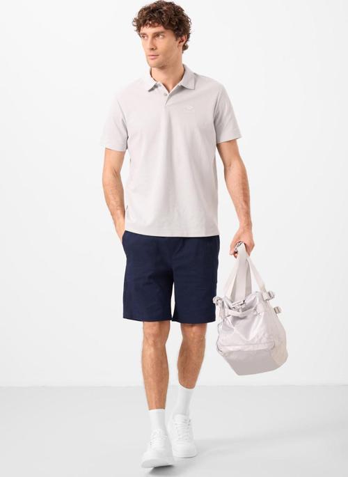 Lacivert Standart Fit Dokuma Hafif Esnek Chino Erkek Şort - 81292