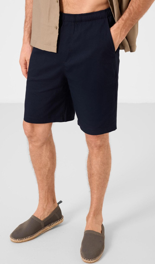 Lacivert Standart Fit Dokuma Hafif Esnek Chino Erkek Şort - 81291