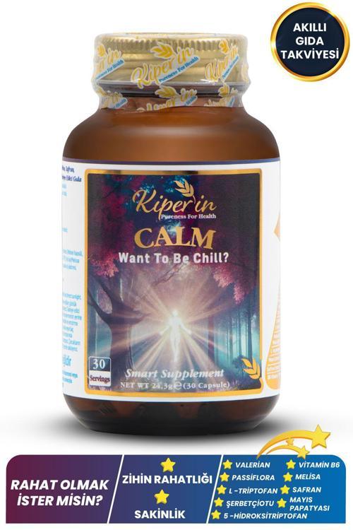 Kiperin Calm ''Relax'' Passiflora, Safran, 5-HTP, Valerian, ... 9 İçerik (30 Günlük) | Akıllı Gıda Takviyesi