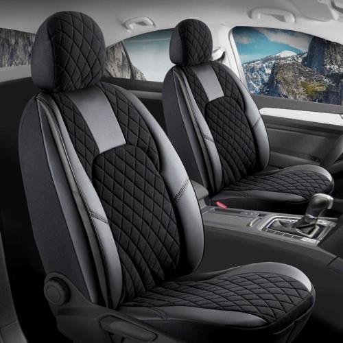 Toyota Yaris Cross Uyumlu Lüx Yarı Deri Oto Koltuk Kılıfı Ön Arka Takım Chester Tam Siyah