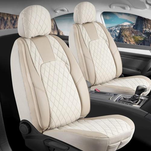 Seat Leon Copa Plus Uyumlu Lüx Yarı Deri Oto Koltuk Kılıfı Ön Arka Takım Chester Bej