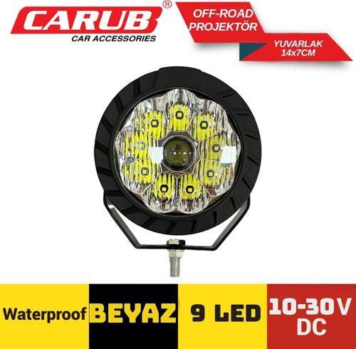 Sis Farı (1 Adet) Carub Off-road 10-30v 9led Yuvarlak Beyaz 14x7cm