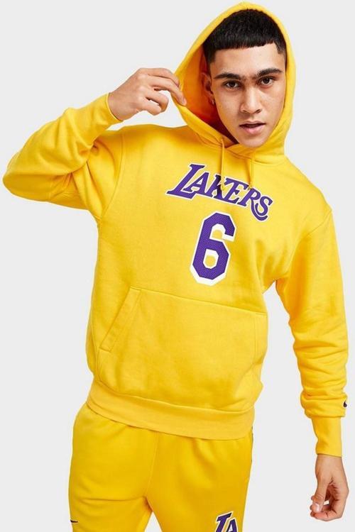 NBA Los Angeles Lakers Hoodie Erkek Kapüşonlu Bol Kesim Sweatshirt Sarı