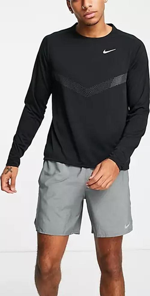 Running Run Division Rise 365 Flash Black Reflektörlü Erkek Koşu Sweatshirt Siyah