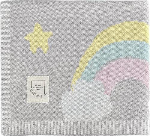 Organik Pamuklu Triko Renkli Bebek Battaniyesi Rainbow