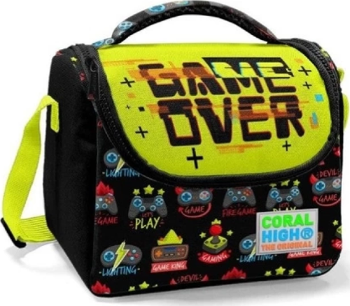 Kids Siyah Neon Sarı Game Over Desenli Thermo Beslenme Çantası 11728