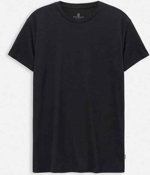 Softi Siyah Renk Logo Detaylı Bisiklet Yaka T-Shirt
