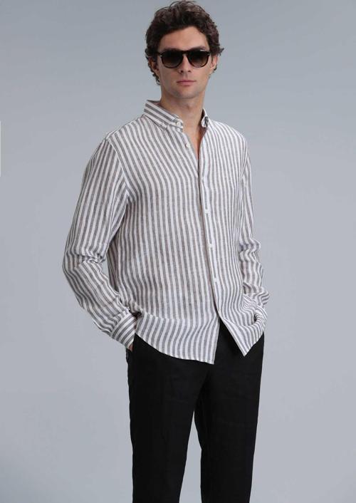 New Erkek Basic Gömlek Regular Fit Kahverengi