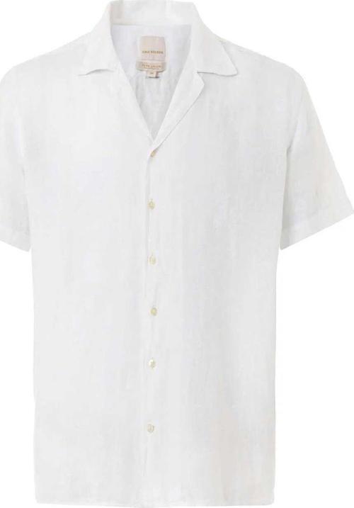Breeze Beyaz Renk Kısa Kollu Saf Keten Gömlek