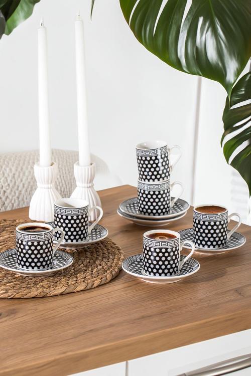 Yx04 Desenli 6 Kişilik Porselen Fincan Takımı 90c