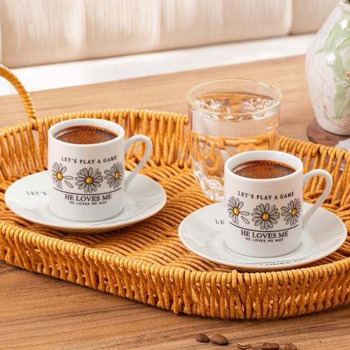07 Porselen 12 Parça 6 Kişilik Türk Kahve Fincan Takımı 90 ml