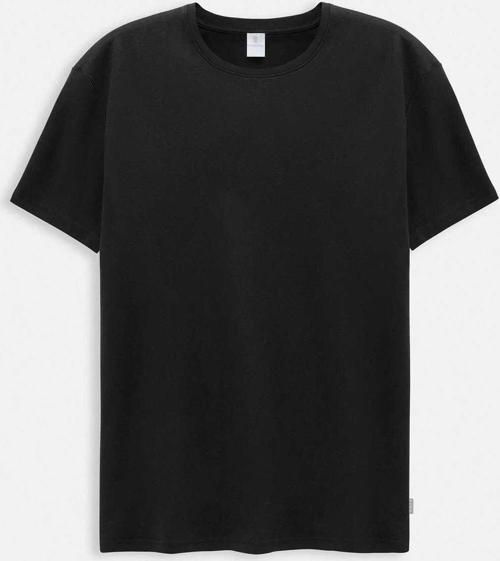 Jersey Siyah Renk İpek Apreli Bisiklet Yaka T-shirt
