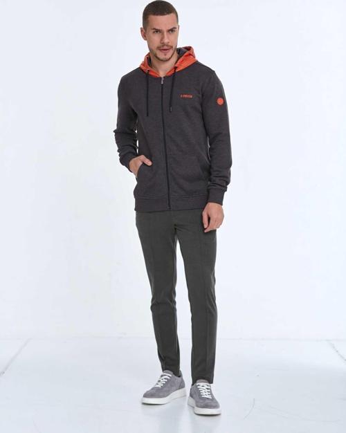 Libra Fermuarlı Kapüşonlu Erkek Sweatshirt  Antrasit