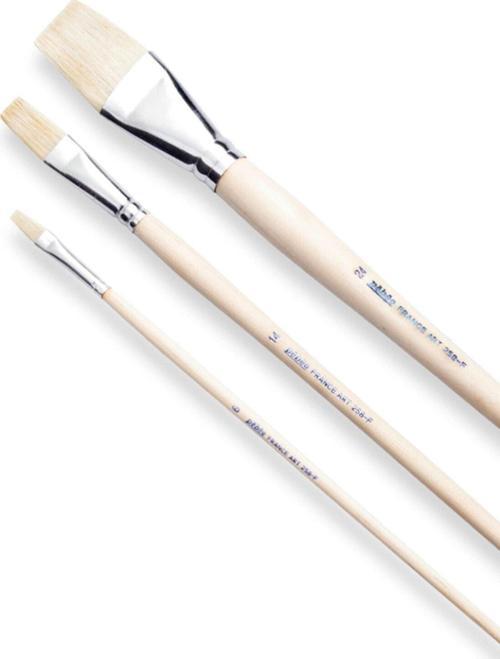 Düz Fırça Uzun Bristle Kıl Sert Kıllı Akrilik-Yağlı Boya No: 24