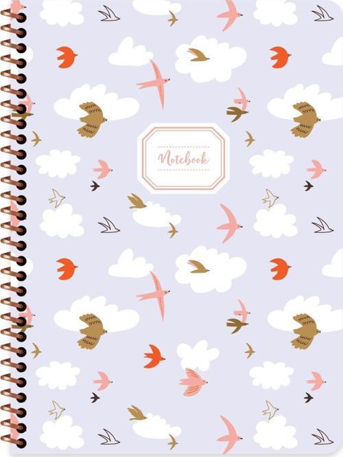 Çizgili Spiralli Hayvanlar Defter 16,5 x 22,5 CM - Kuş