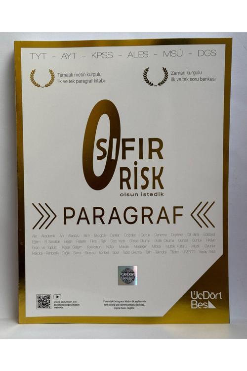 Üç Dört Beş Yayınları 3 4 5 Üçdörtbeş 345 2024-2025 Model Paragraf Sıfır Risk