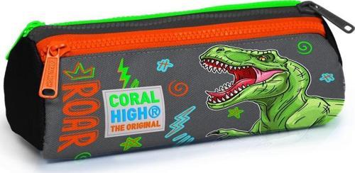 Kids Siyah Gri Dinozor Desenli Üç Bölmeli Kalem Çantası 22044