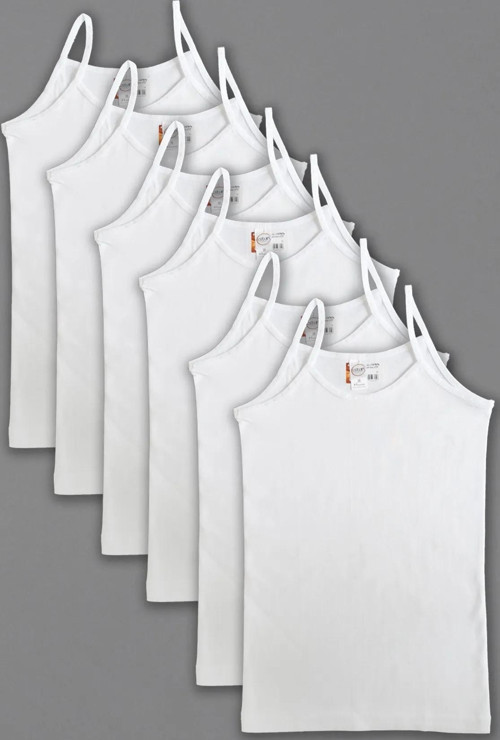 Kız Çocuk Ip Askılı Atlet Pamuk 6’lı Paket Beyaz Renk