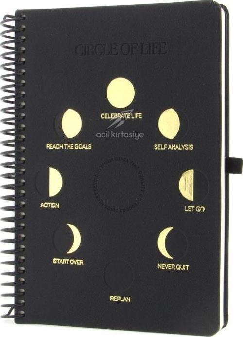 Circle Of Lıfe Spiralli Deri Kapak Defter 17x24 Cm 120 Yaprak Çizgili