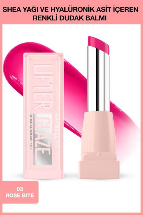 Lifter Glaze Shea Yağı ve Hyalüronik Asit içeren Renkli Dudak Balmı - 03 Rose Bite