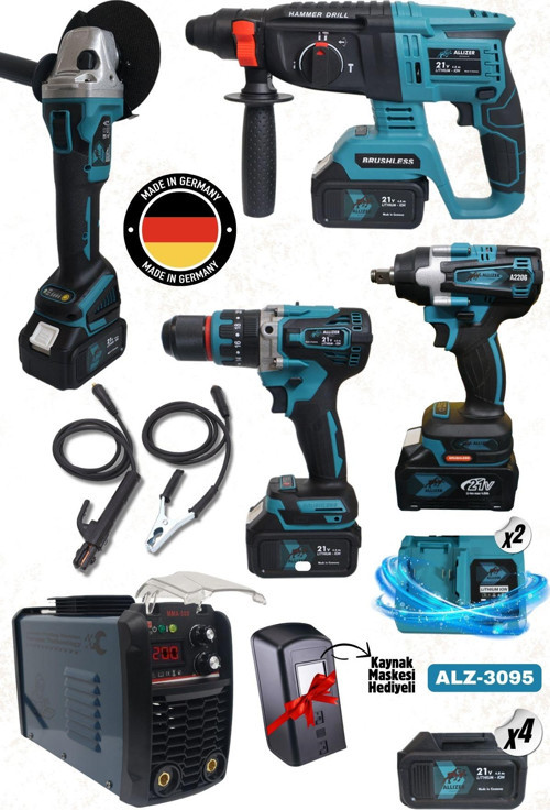 ALLİZER 5 Lİ SET (4LÜ SET MAVİ+ 200 AMPER KAYNAK MAKİNASI )
