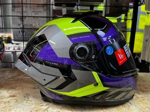 Kask Mt Thunder 4 Sv Valıant B2 Parlak Gri Mor Sarı