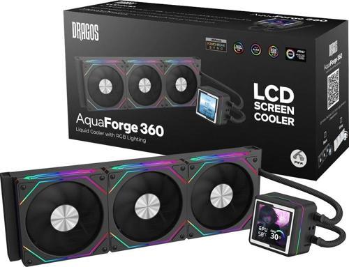 AquaForge 360 Black ARGB LCD 360mm Intel-AMD Uyumlu Sıvı Soğutucu