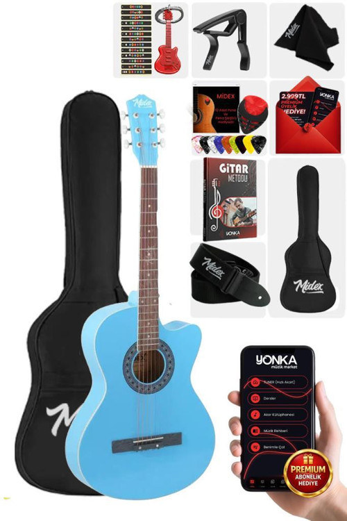 XC-120LTB Kaliteli Akustik Gitar Gül Klavye Sap Ayarlı 4/4 Full Set