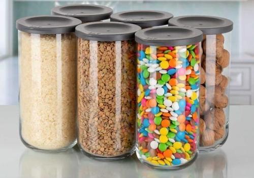 duo saklama kabı 6 lı - cam kavanoz erzak saklama kabı seti takımı gri 1400 ml.