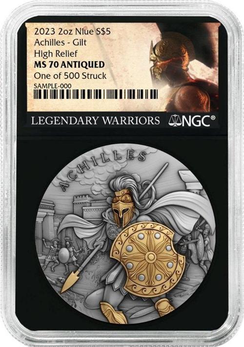 Achilles Altın Kaplama NGC Sertifikalı Gümüş Sikke Coin