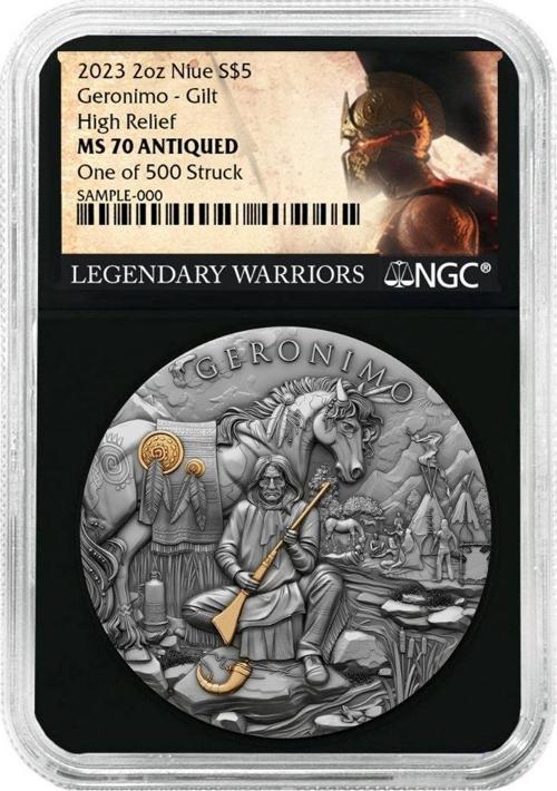 Geronimo Altın Kaplama NGC Sertifikalı Gümüş Sikke Coin