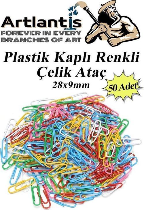 Ataç Renkli Metal Plastik Kaplama 50 Adet Orta Boy 1 Paket Ataş Okul Ofis Belge Düzenleme Paslanmaz Kaplamalı