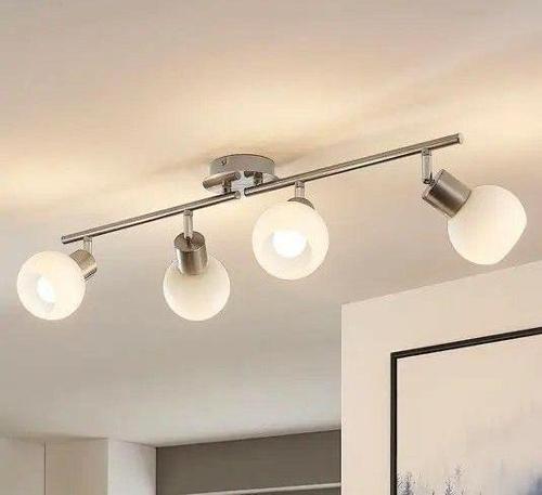 Modern İnox Kaplama 180 Derece Hareketli Beyaz Opal Camlı Dekoratif Tavan Plofyoner Avize