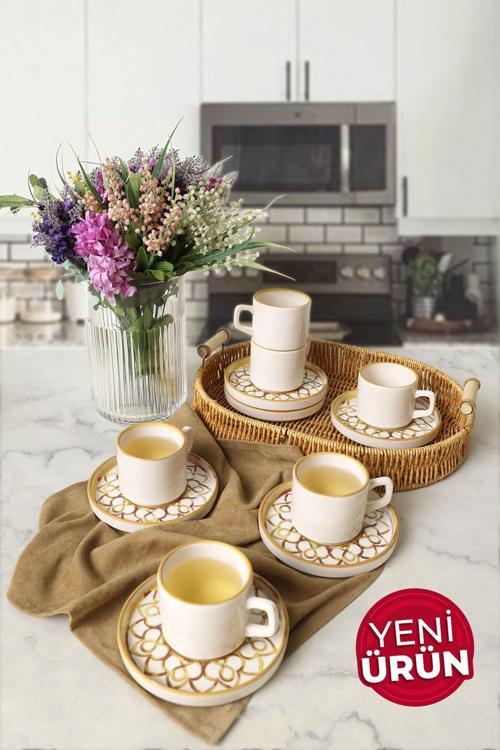 Worn Gold Stackable Çay Takımı 12 Parça 6 Kişilik 22968-23057