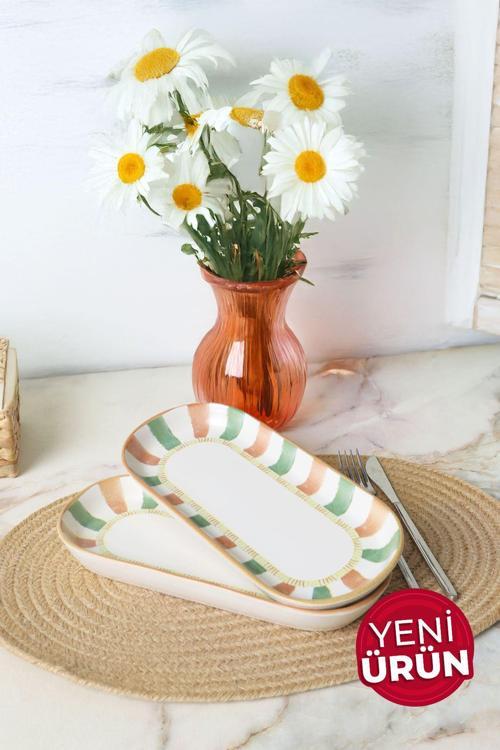 Bronze Palmiye Noyan Kayık Tabak 26 Cm 2 Adet 22900