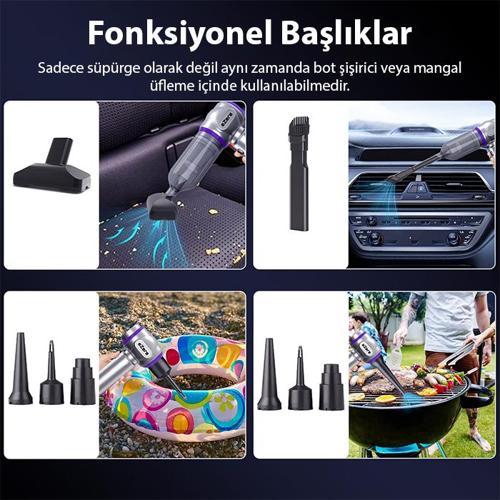 19000pa Güçlü Portatif Tasinabilir Vakumlu Kablosuz Üflemeli Mini Araç Süpürgesi