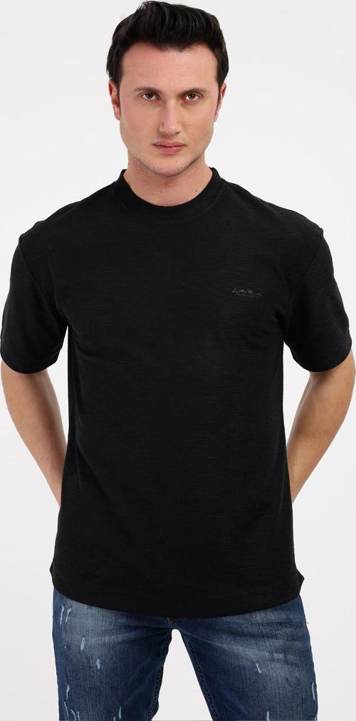 VESPER Bisiklet Yaka Pamuklu Tişört - Siyah