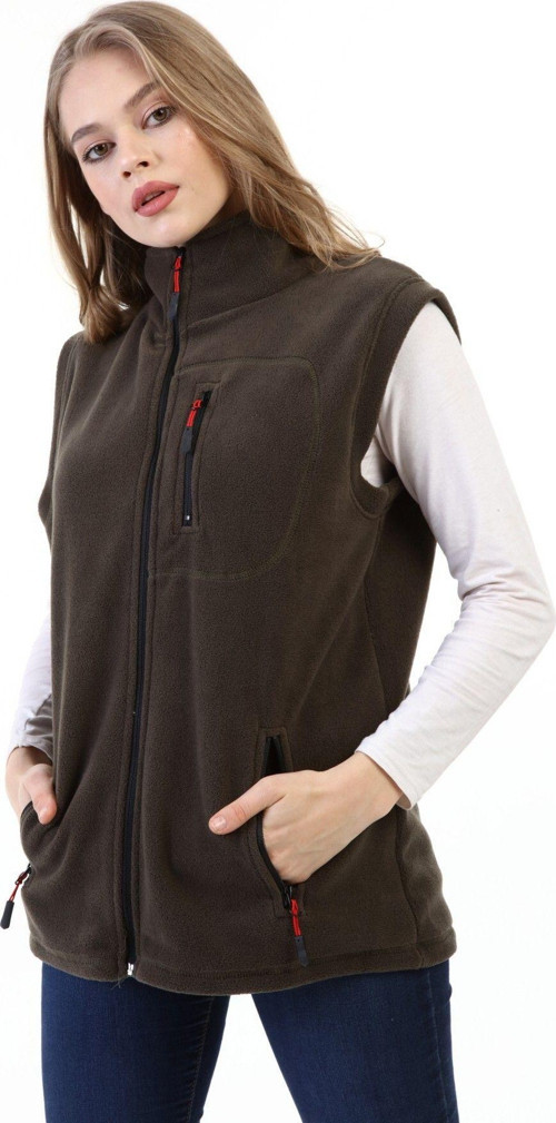 Store Kadın Polar Yelek Tam Fermuarlı Outdoor Spor Yelek 3cepli