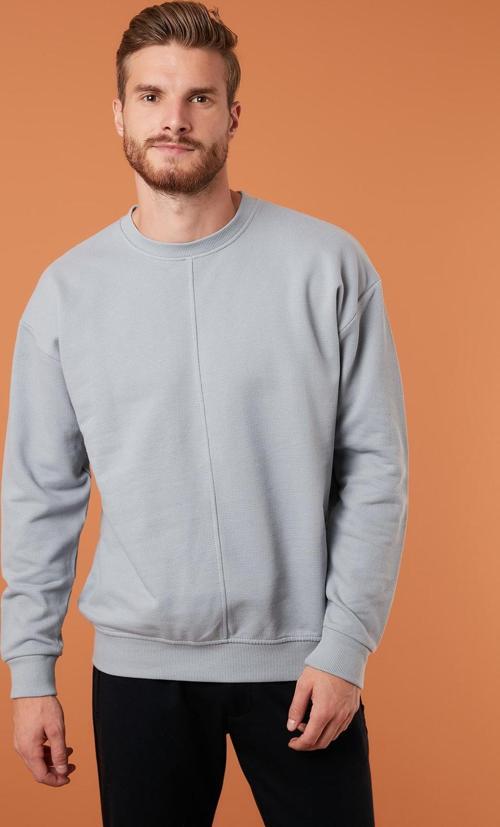Regular Fit Bisiklet Yaka Pamuklu Erkek Sweat 59052721 AÇIK GRİ