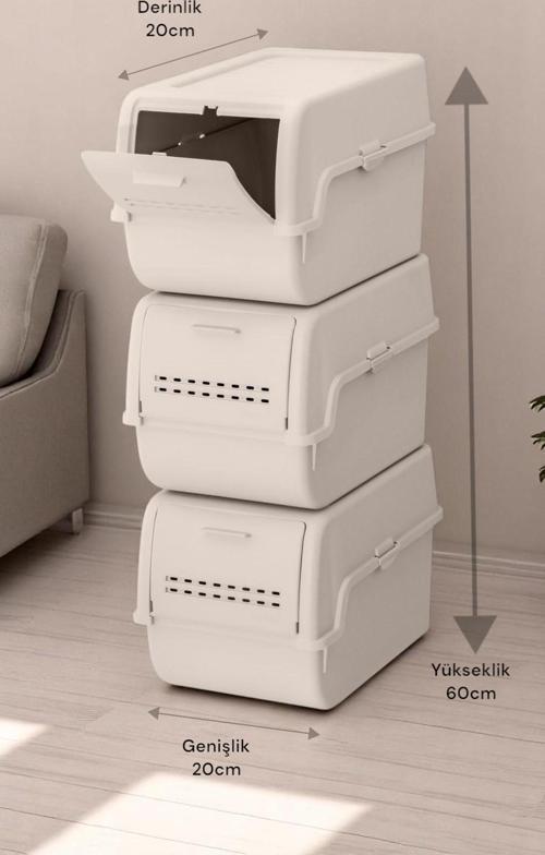 MT-40 S-Box 8 Litre 3'lü Çok Amaçlı Organizer Düzenleyici Bej ( 3*8Litre )