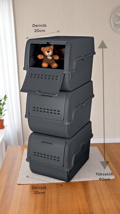MT-40 S-Box 8 Litre 3'lü Çok Amaçlı Organizer Düzenleyici Antrasit ( 3*8Litre )