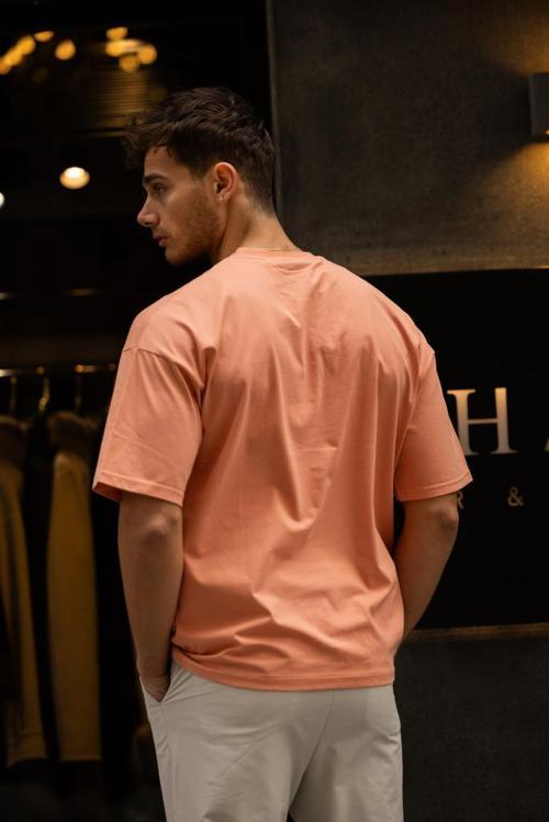 GRAVEL Oversize Düz Pamuklu T-shirt - Pembe