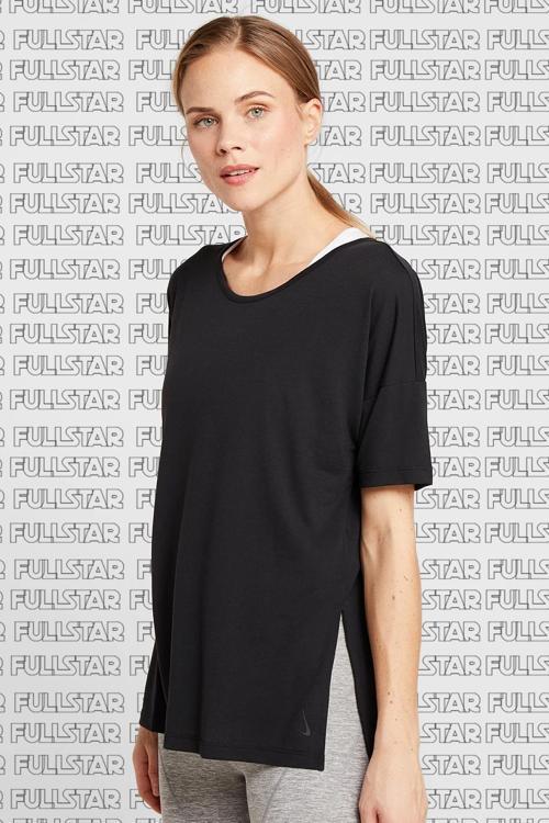 Yoga Dri Fit Tee Black Solmaya Dayanıklı Dökümlü Rahat Tişört Siyah