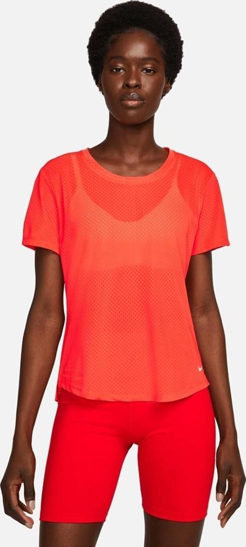 Dri Fit One Breathe Training T-shirt Kadın File Spor Tişört Kırmızı